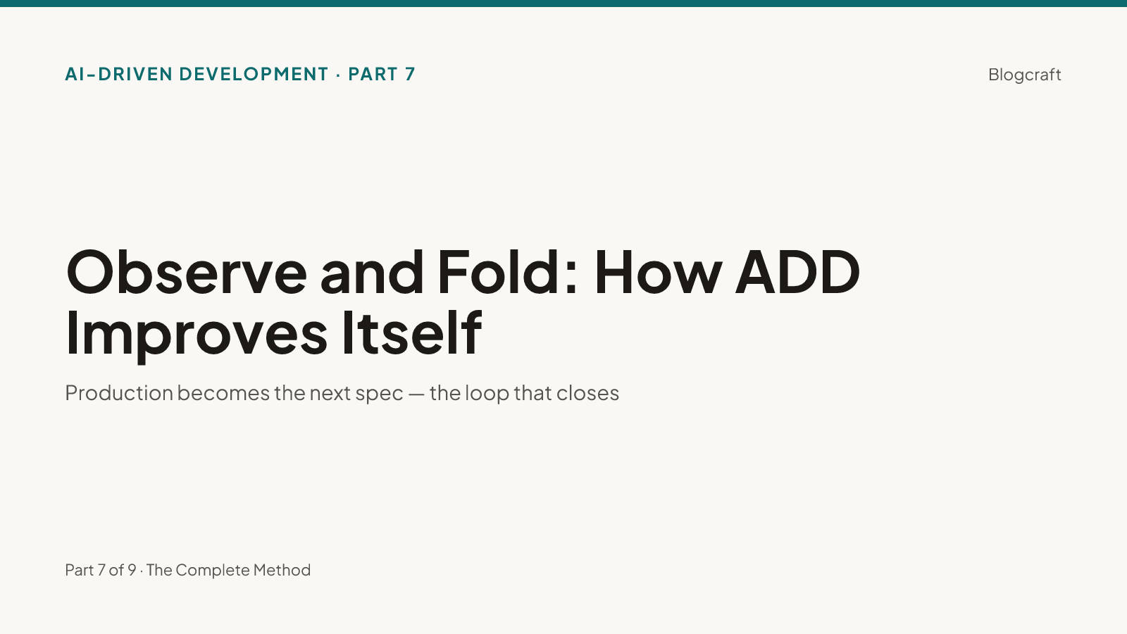Series hero on warm paper: 'Observe and Fold: How ADD Improves Itself'