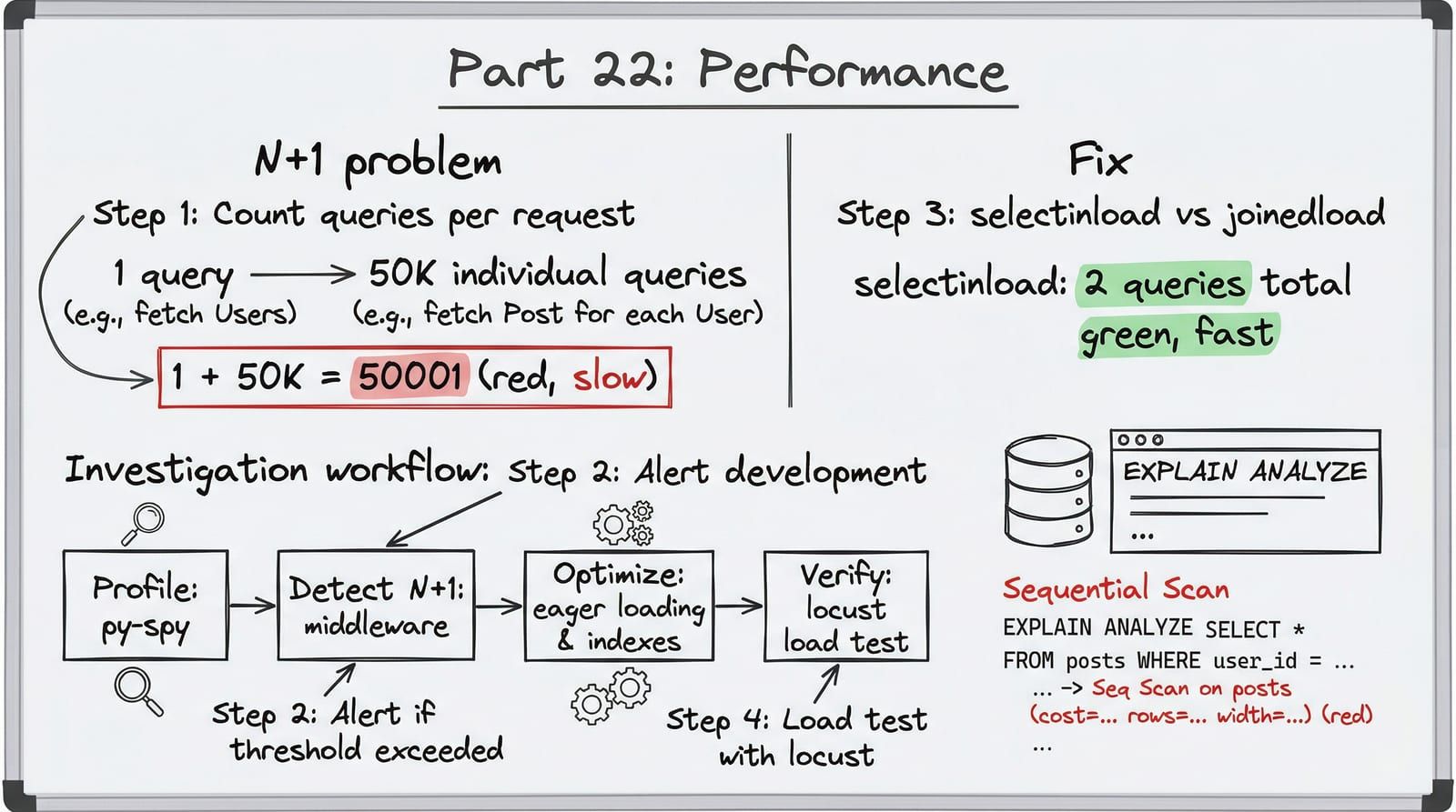 Dashboard with flame graphs and performance metrics showing query execution times and memory allocation patterns